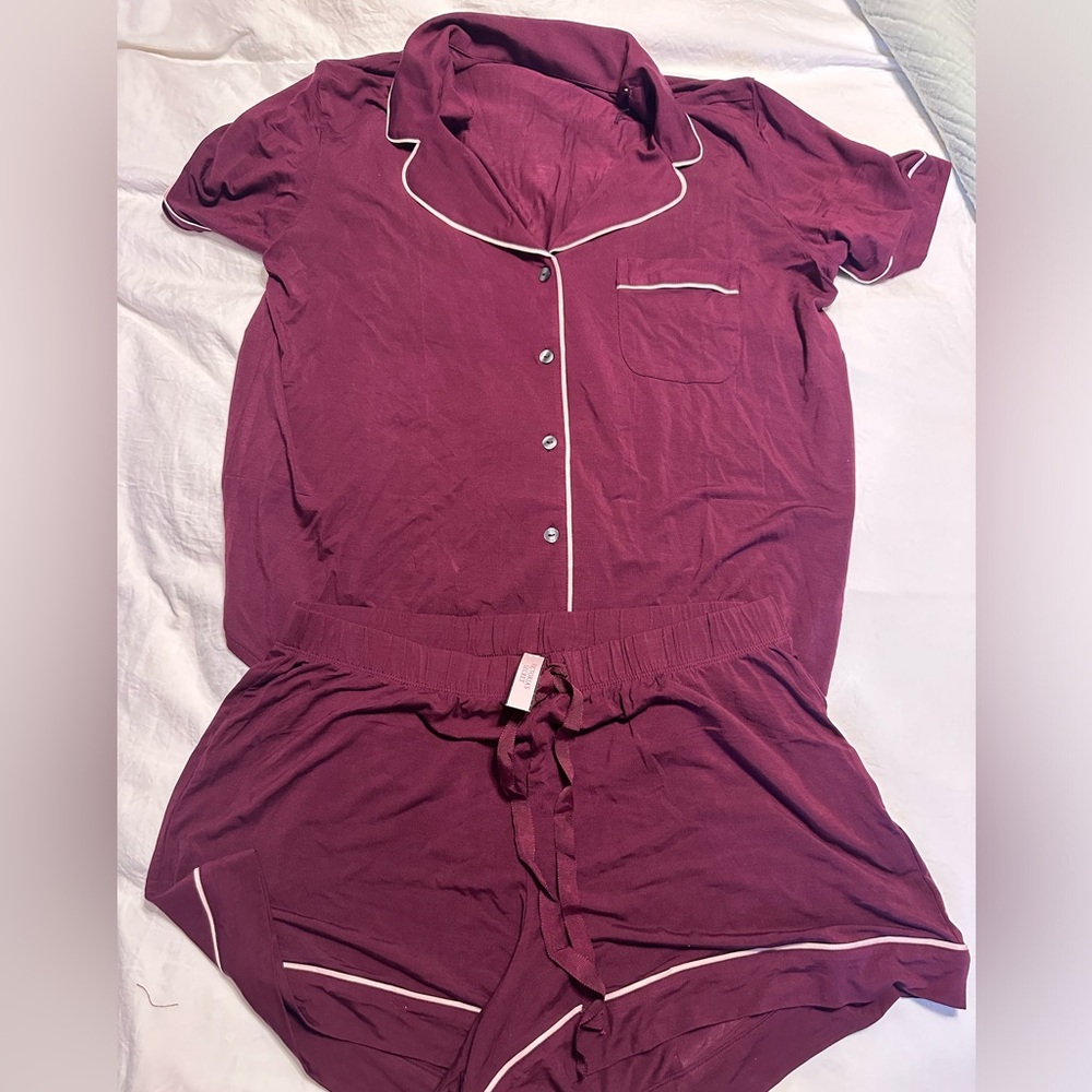 Victoria’s Secret Modal Short-Sleeve Pajama Set in Deep Berry